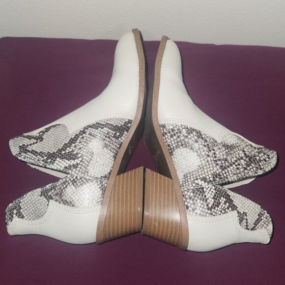 Fergalicious White Snakeskin Ankle Boots - Picture 6 of 8